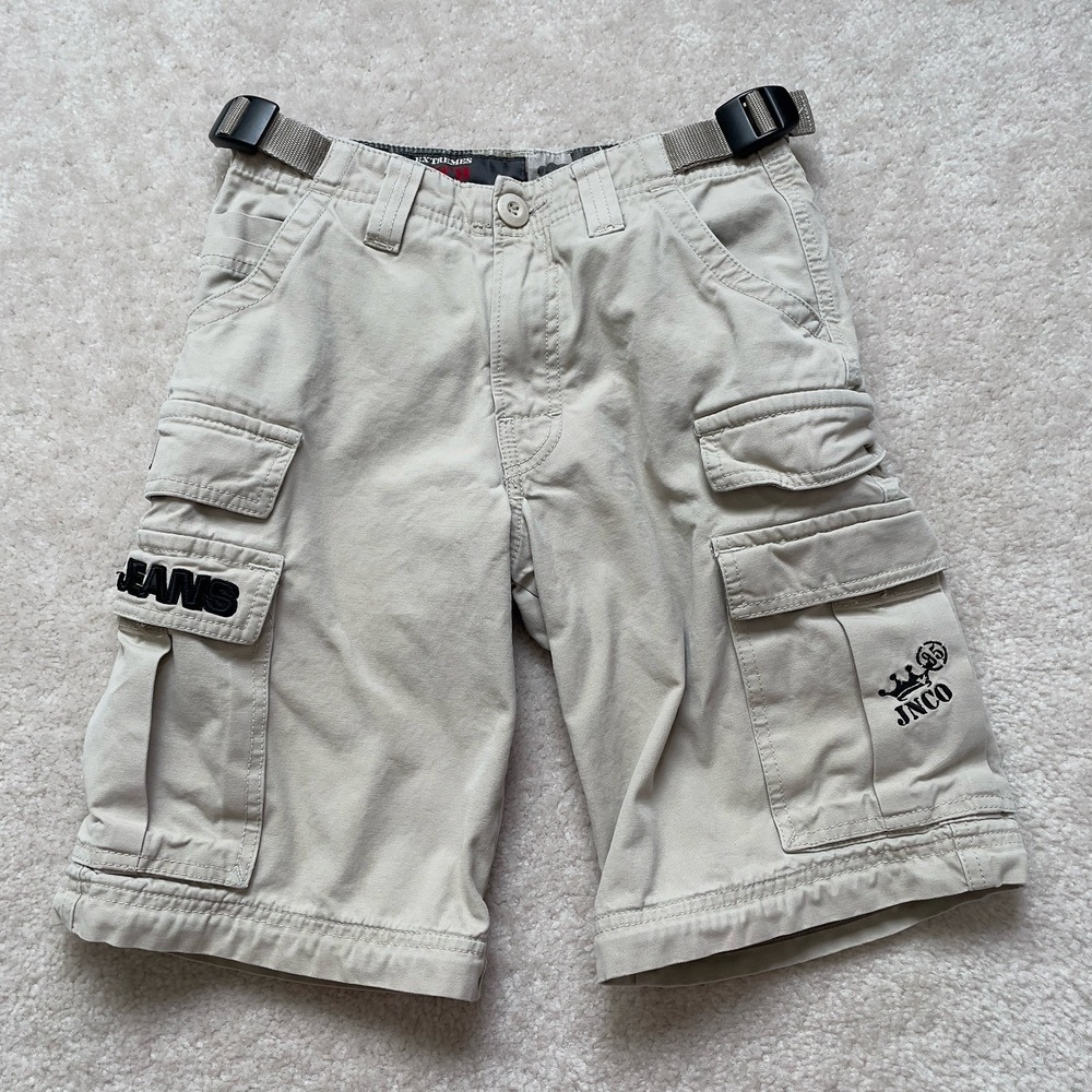 JNCO Shorts Boys Youth 8 Beige Khaki Cargo Crown Logo Y2K Skate  Pockets *Read*